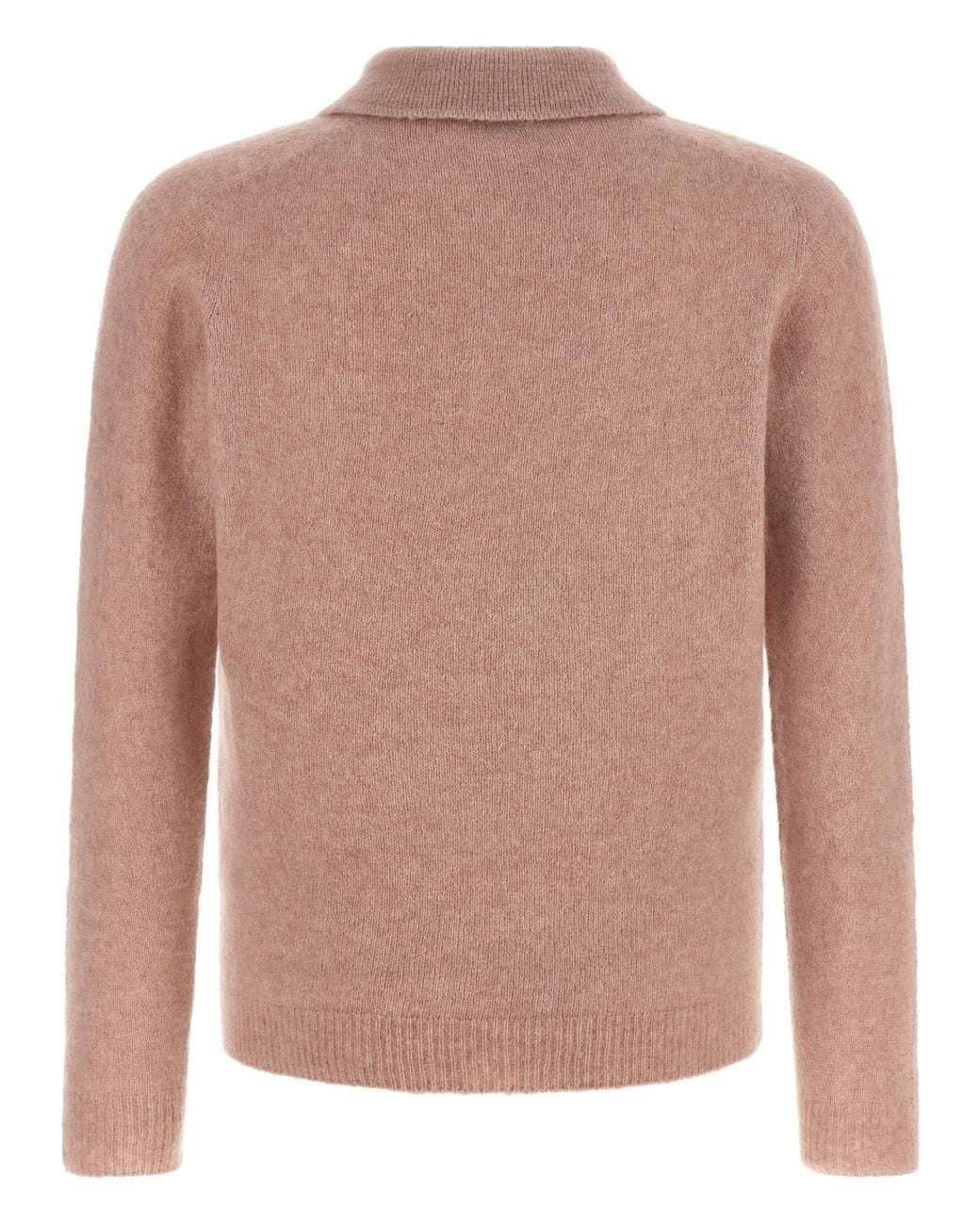 Roberto Collina Pink Brushed Knit Polo Shirt for men