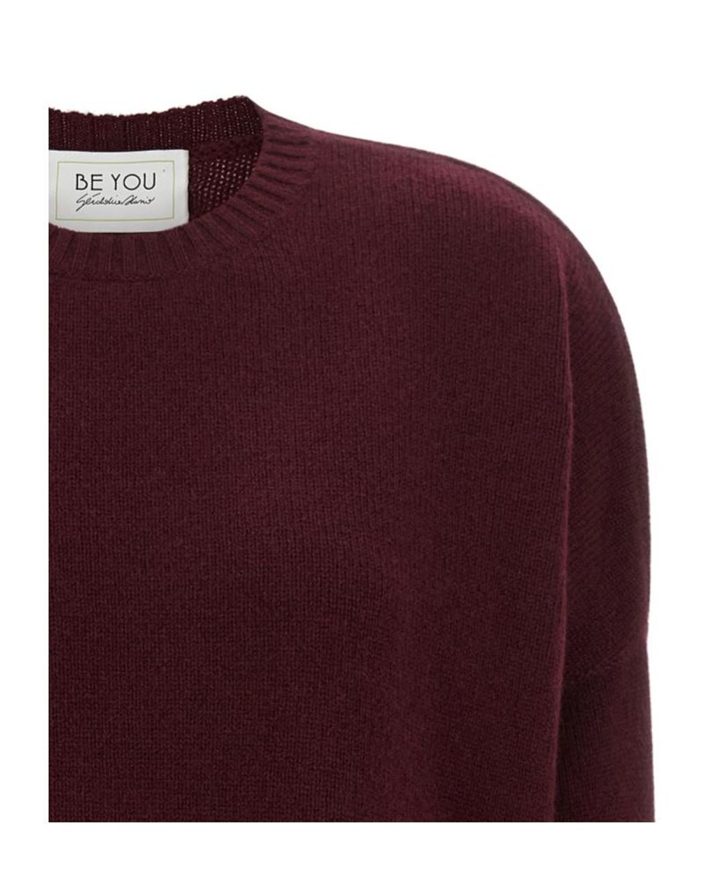 Be You Purple 1204 Relaxed Crew-Neck Knitted Sweater