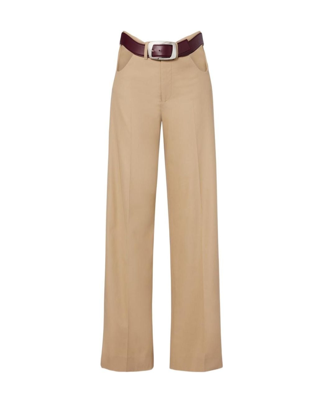 Jean Paul Gaultier Natural Cutout Cotton Wide-Leg Pants