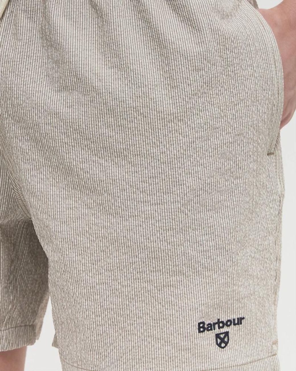 Barbour Gray Somerset Striped Drawstring Swim Shorts for men