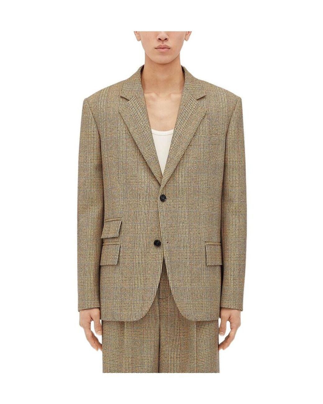 Bottega Veneta Natural Prince Of Wales Wool Jacket for men
