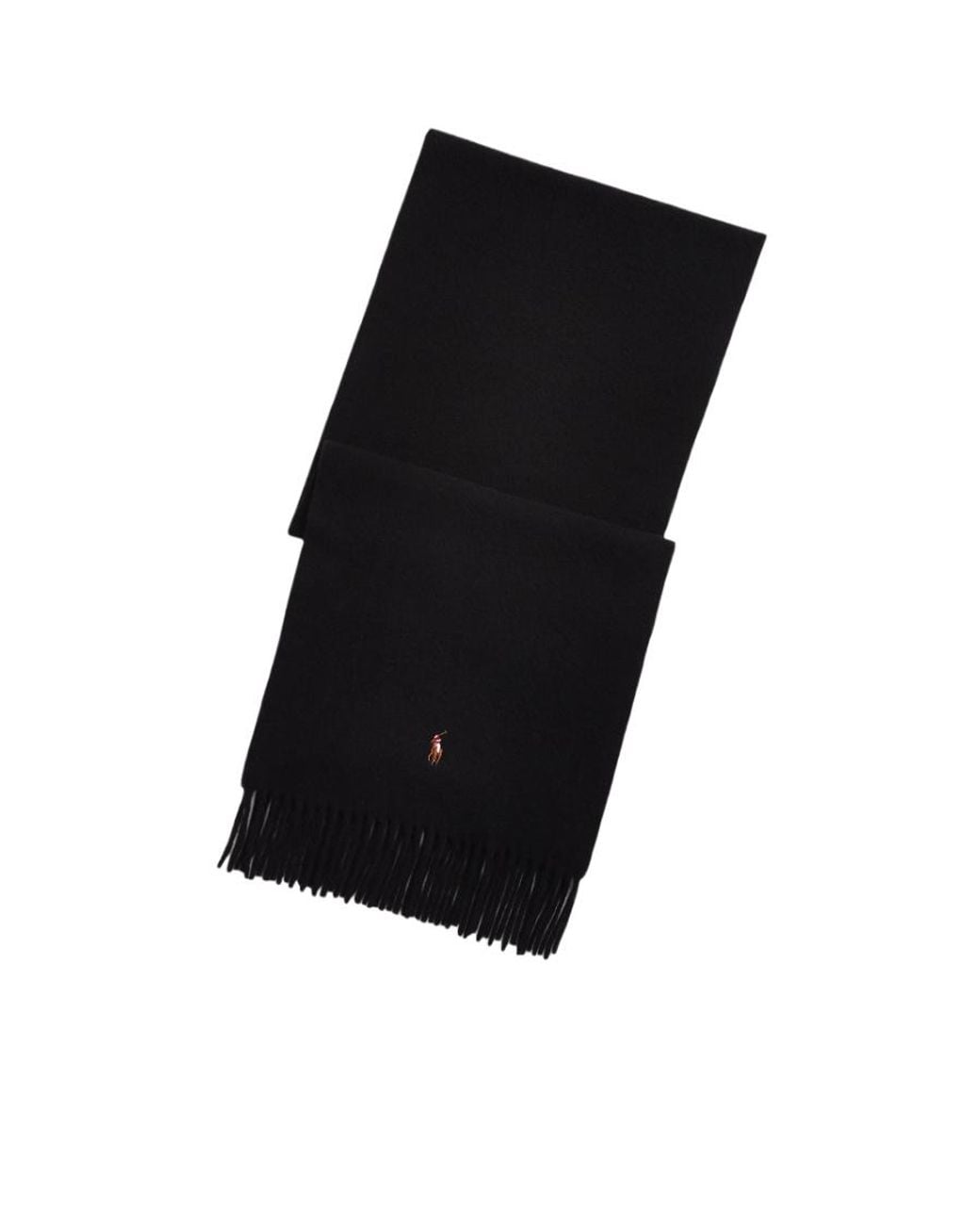 Polo Ralph Lauren Black Pony Embroidered Fringed-Edge Scarf for men
