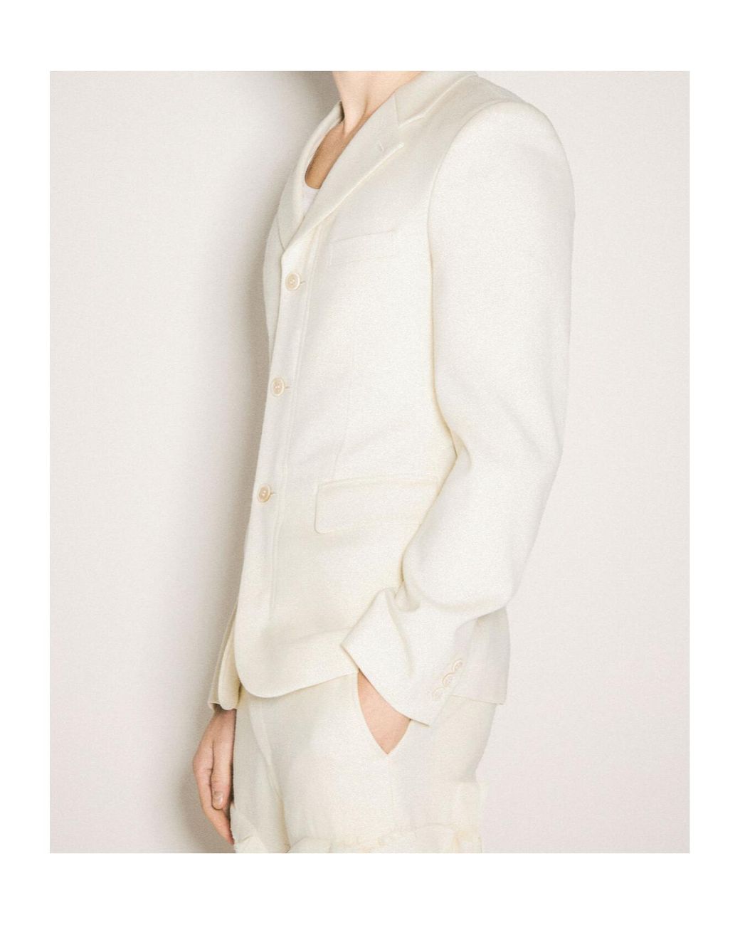 Comme des Garçons White Comme Des Garçons Homme Plus Single Breasted Tailored Blazer for men
