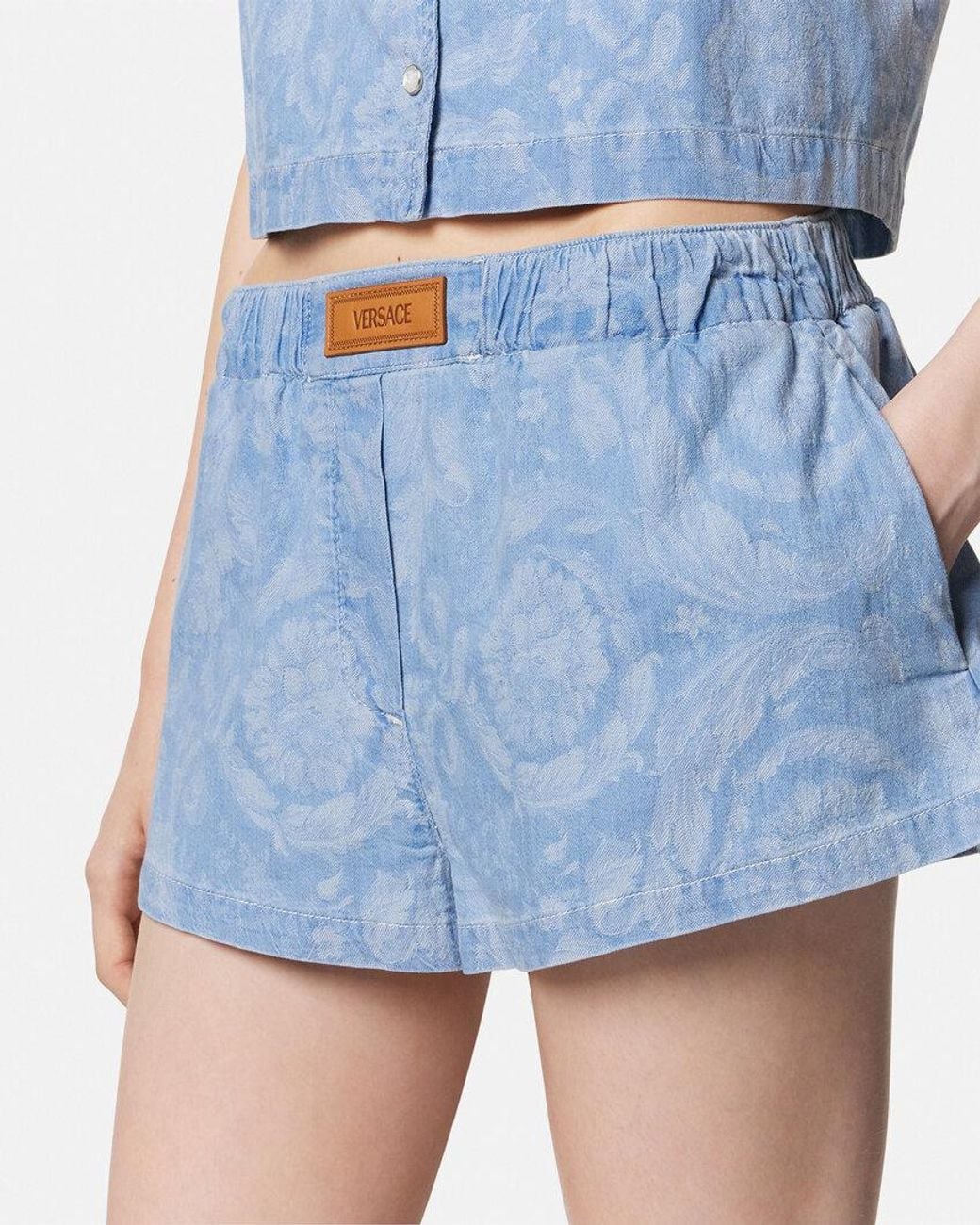 Versace Blue Barocco Jacquard Chambray Boxer Shorts