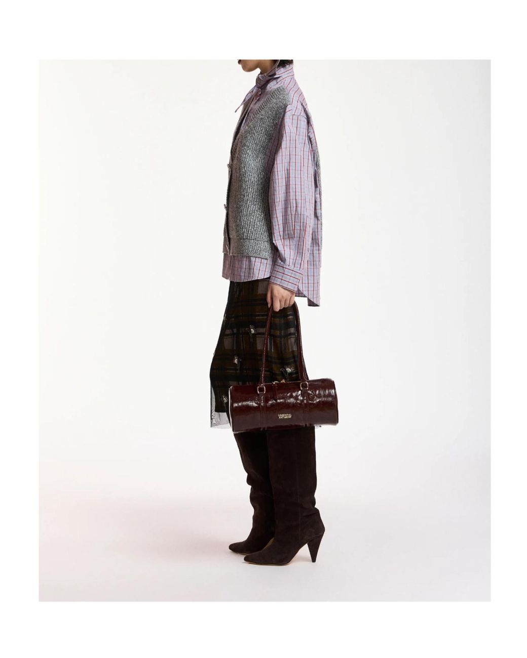 Essentiel Antwerp Gray Kute Check Knitted Jacket