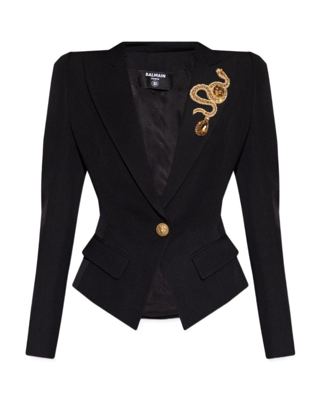 Balmain Black Crystal-Embellished Tailored Blazer