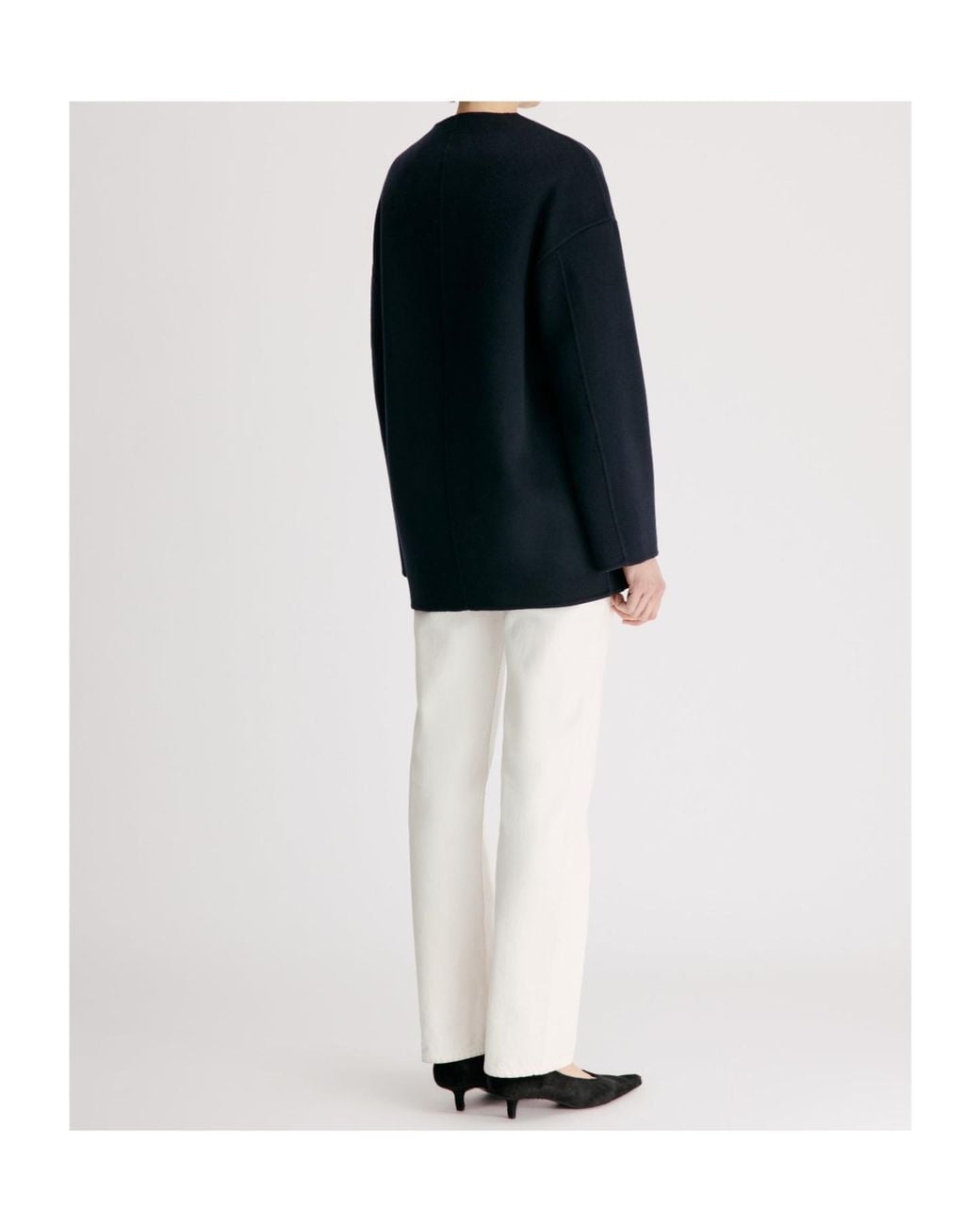 Loulou de Saison Blue Single-Breasted Crewneck Coat