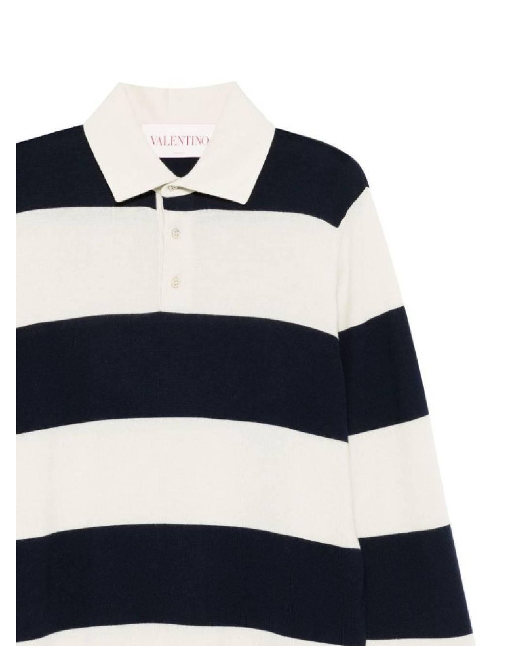 Valentino Blue Striped Long Sleeve Polo Shirt for men