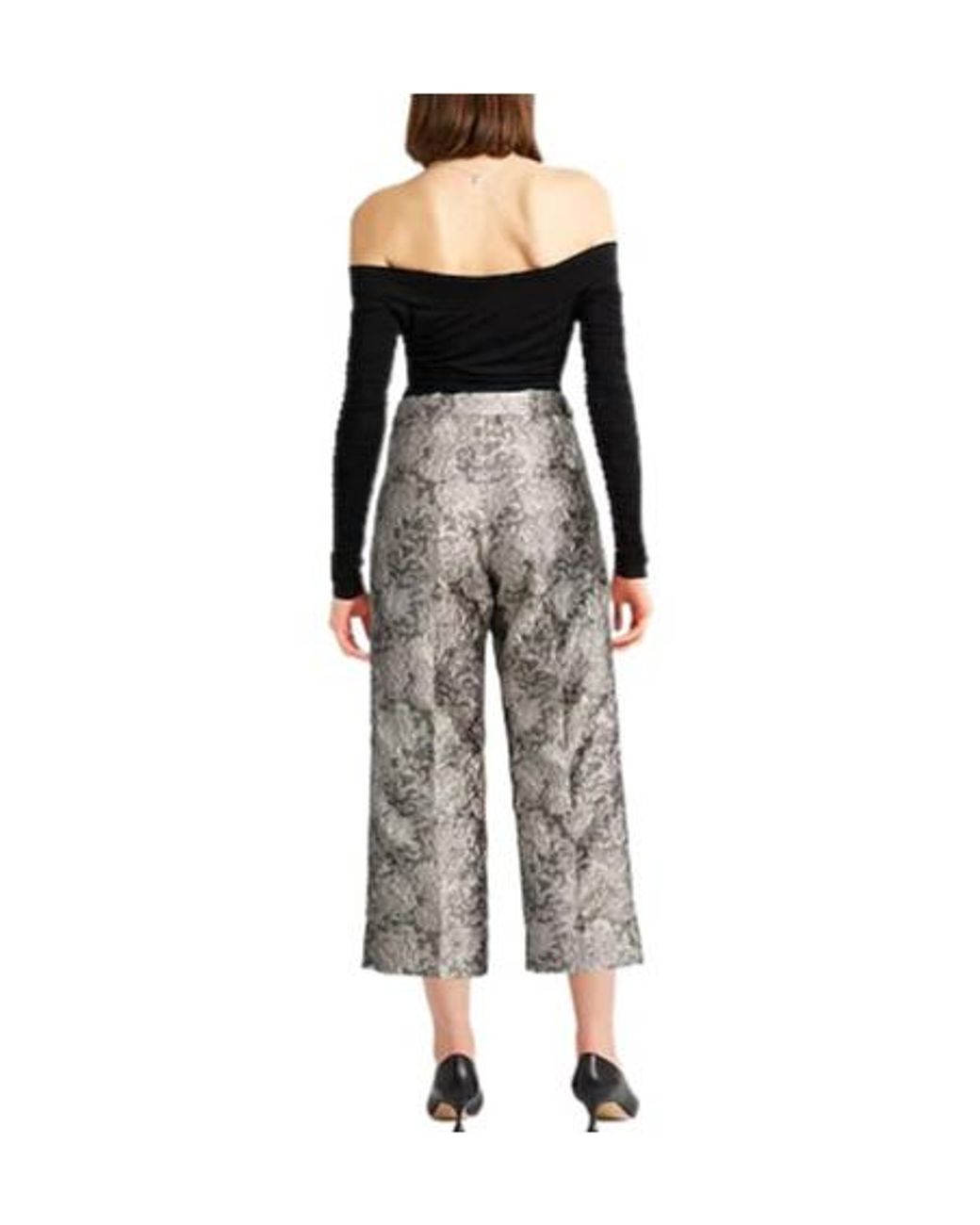 Max Mara Gray Patterned Straight-Leg Pants