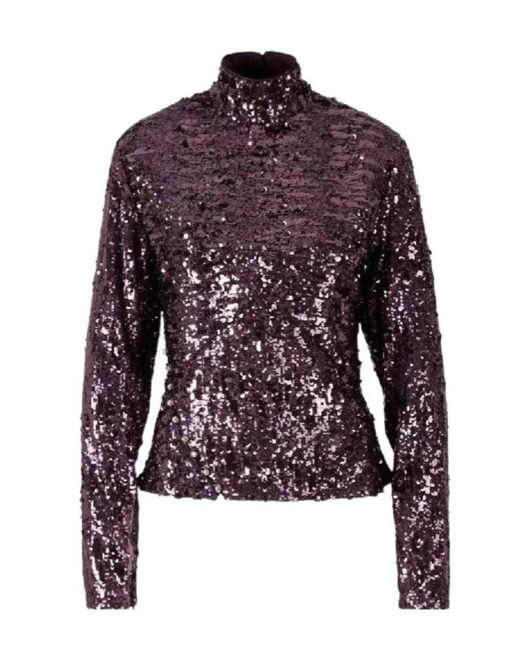 Rabanne Purple Sequin-Detail Long-Sleeve Top