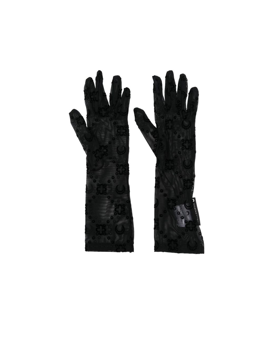 MARINE SERRE Black Flocked-Monogram Gloves