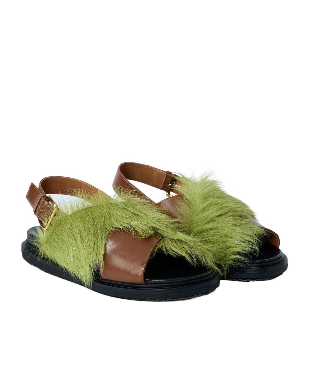 Marni Green Crossover Strap Fussbett Sandals