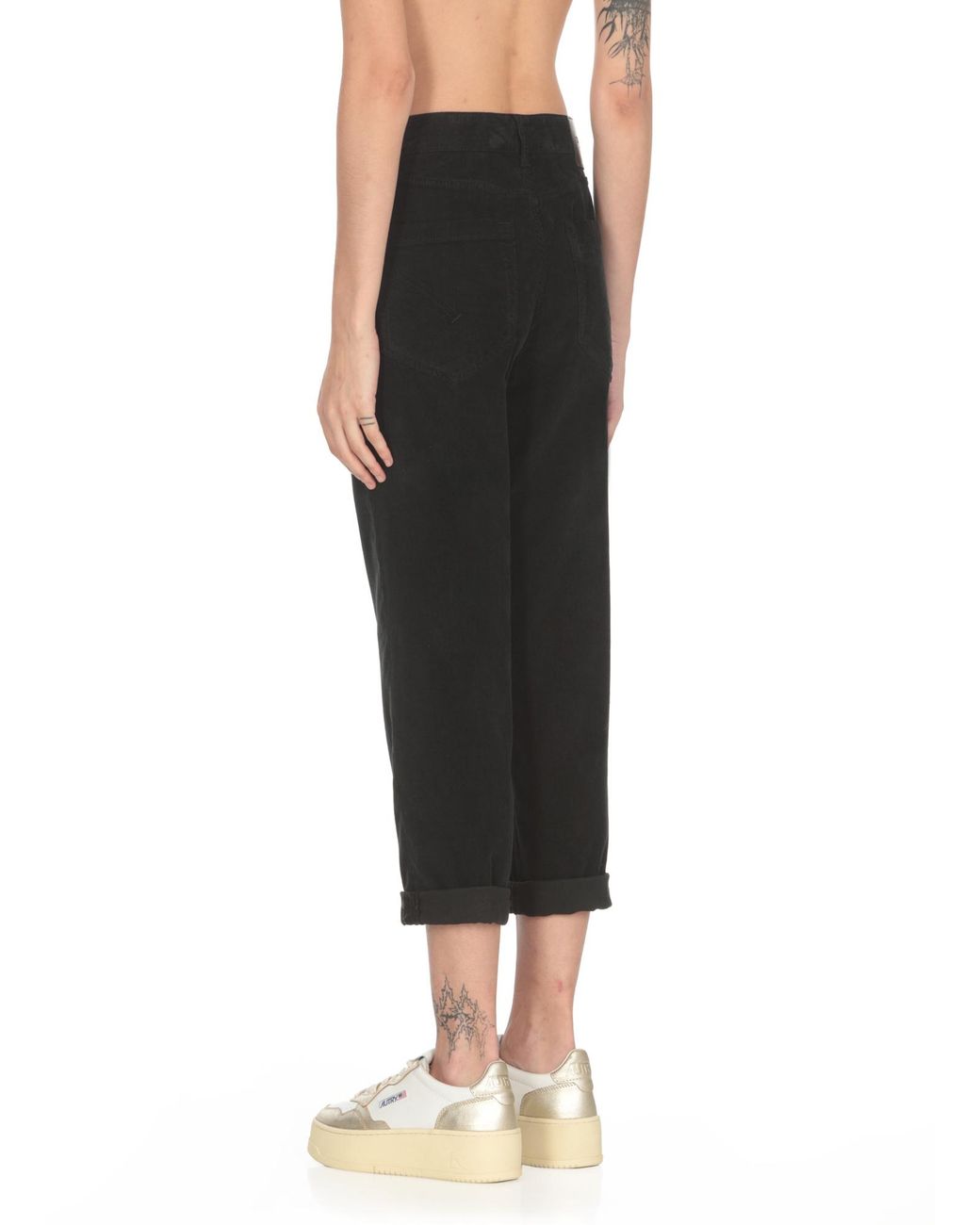 Dondup Black Button-Embellished Corduroy Trousers
