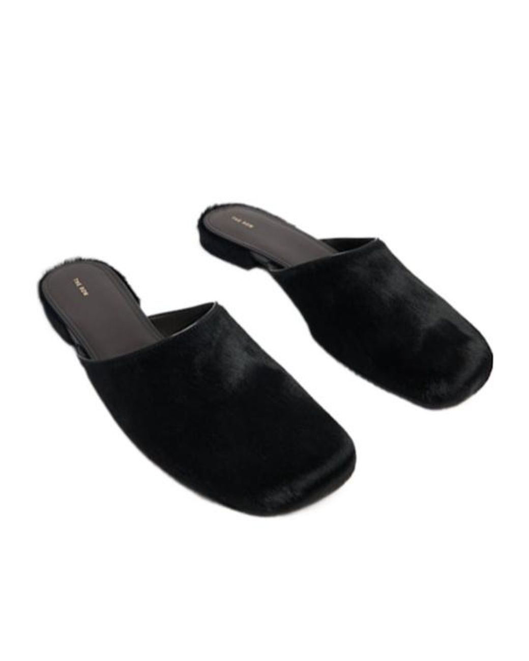 The Row Black Penelope Pony Skin Flat Mules