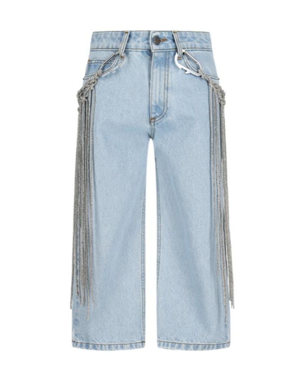 GIUSEPPE DI MORABITO Blue Detachable-Belt Cropped Jeans