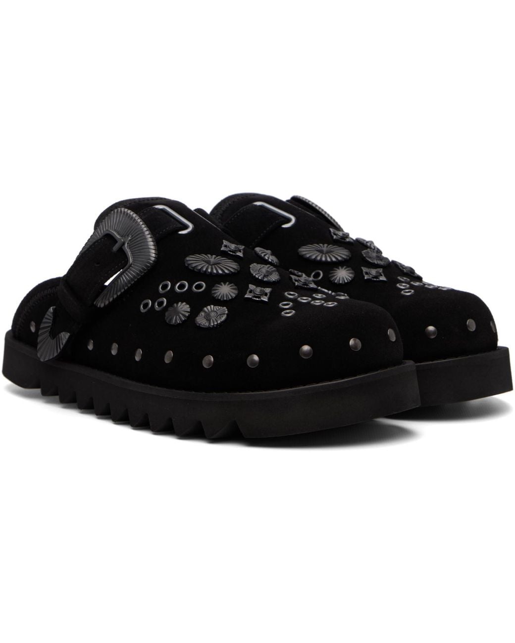 Toga Virilis Black Eyelet Metal Sabot Muller Shoes for men