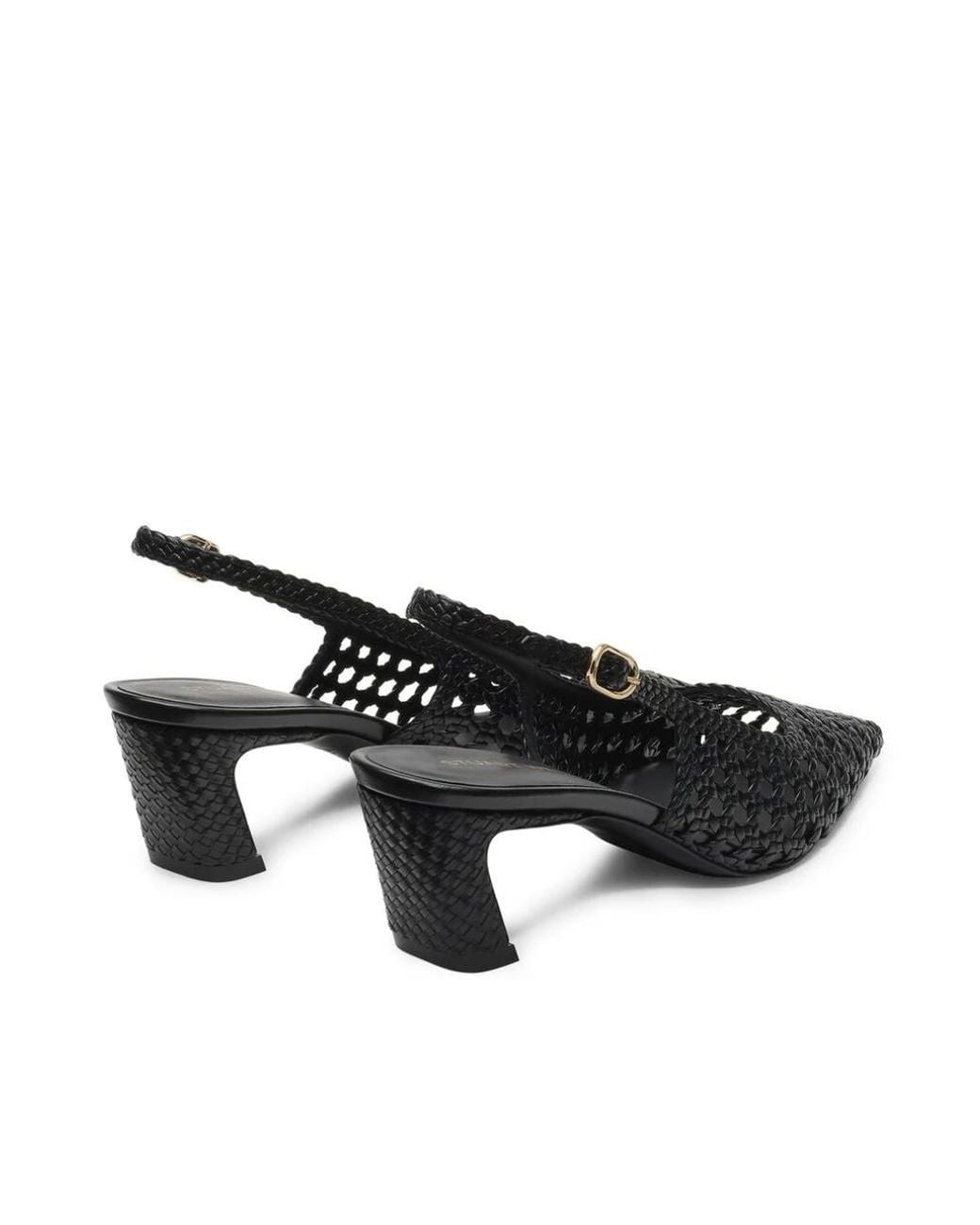 Stuart Weitzman Black Stassi Woven Slingback 50
