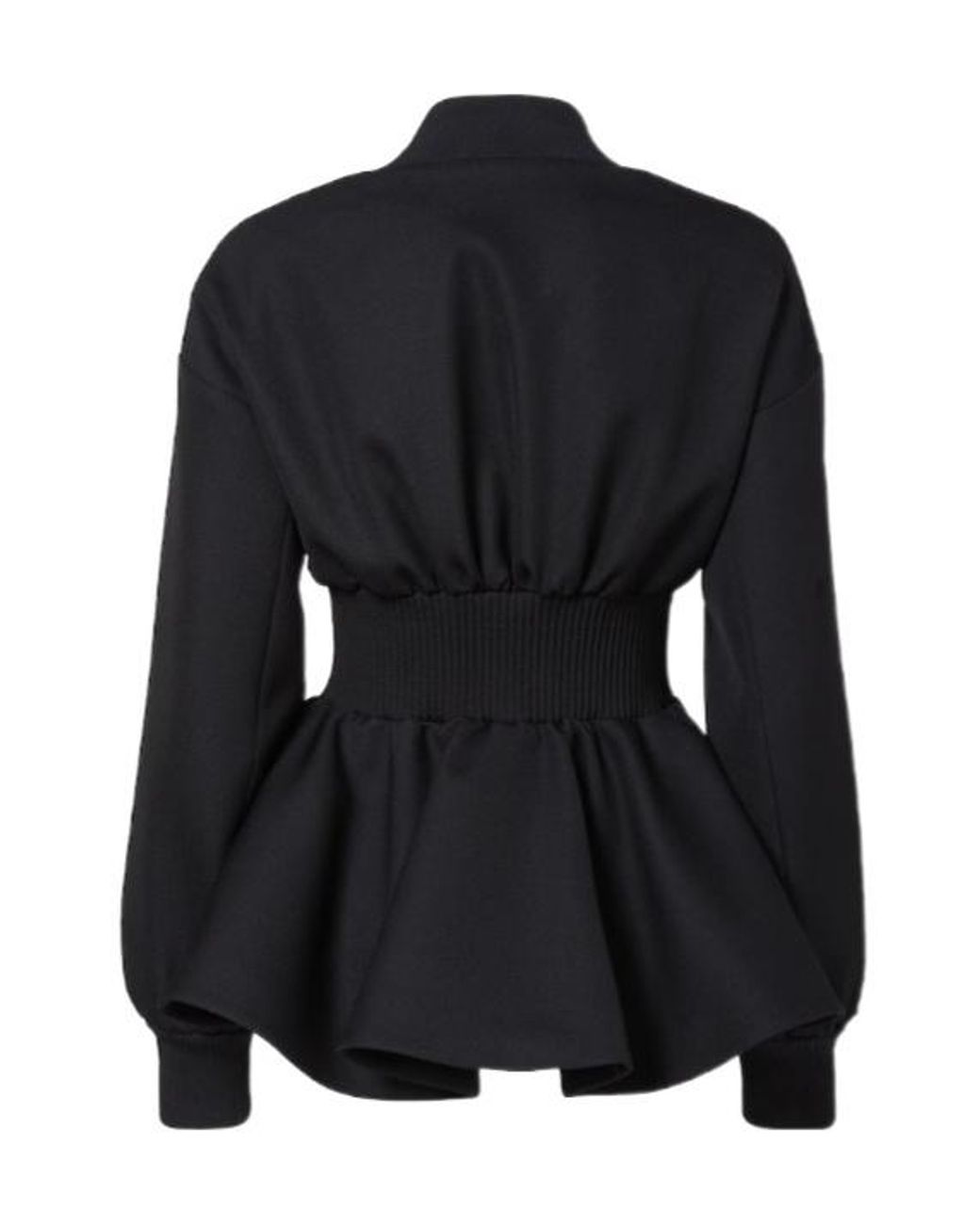 Fendi Black Peplum Hem Square-Neck Jacket