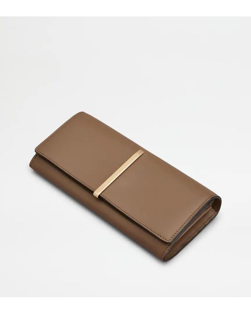 Tod's Brown Bar T-Plaque Wallet