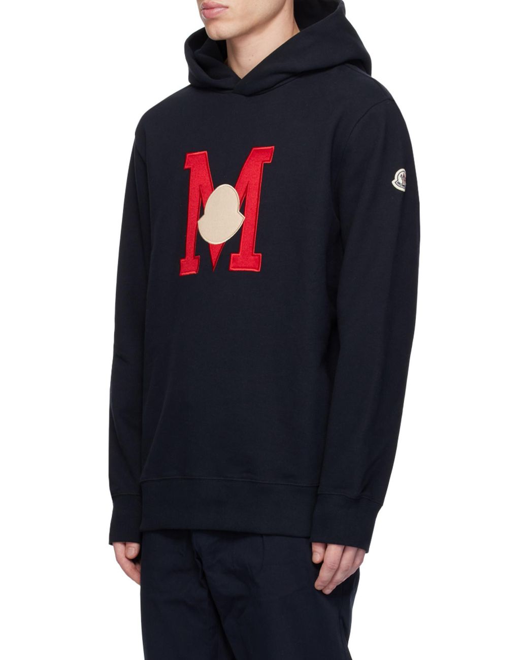 Moncler Blue Logo Embroidered Long-Sleeved Hoodie for men