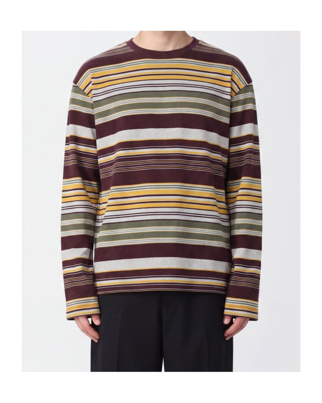 Dries Van Noten Black Striped Long Sleeved T-Shirt for men