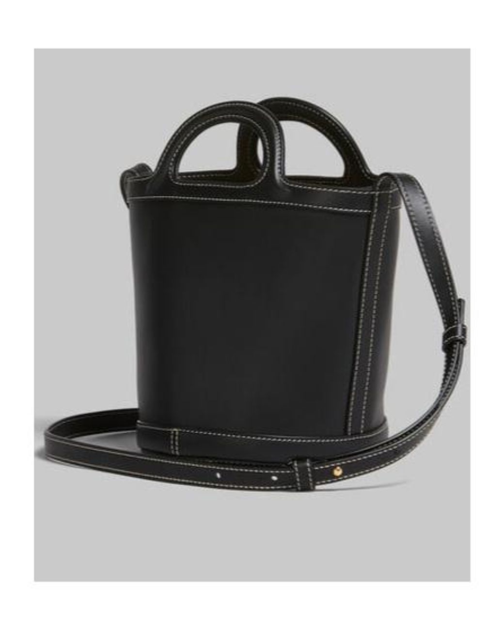 Marni Black Logo Embossed Tropicalia Small Bucket Bag