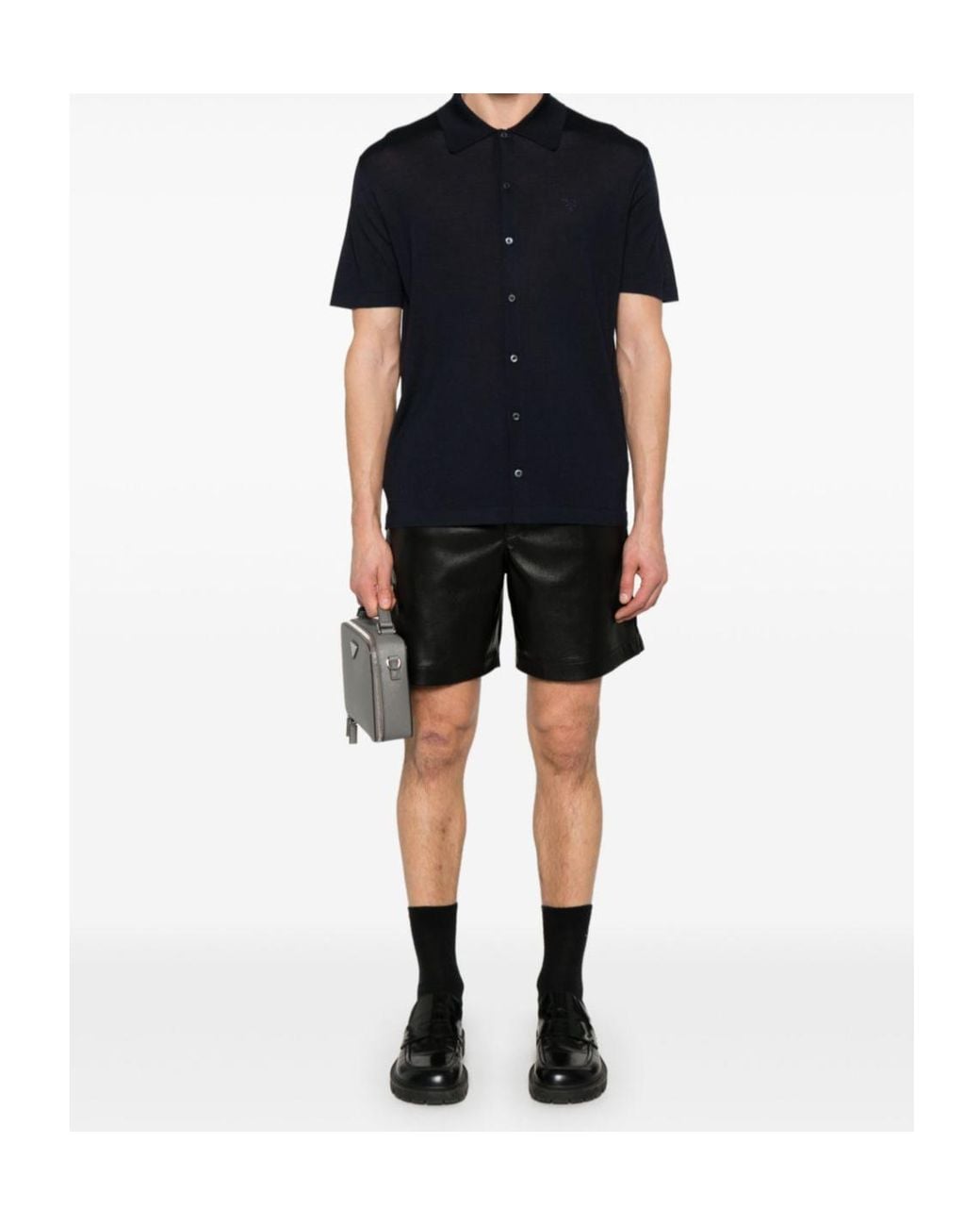 Prada Black Logo-Embroidered Shirt for men