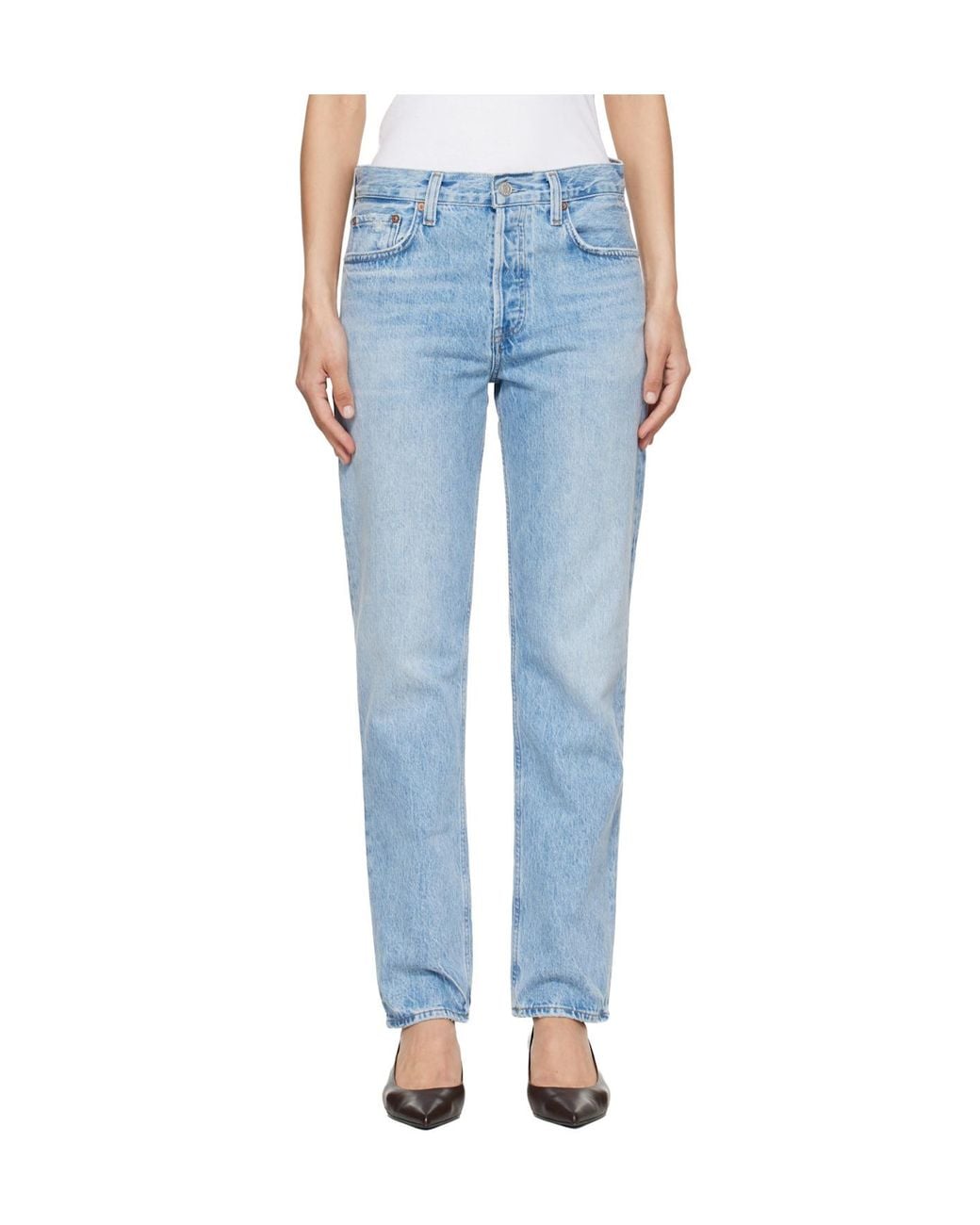 Agolde Red Romney Mid Rise Straight Leg Jeans
