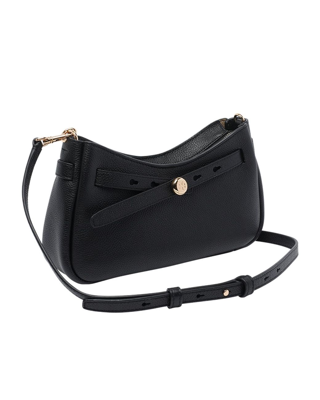 Tory Burch Black Logo Plaque Zipped Shoulder Bag