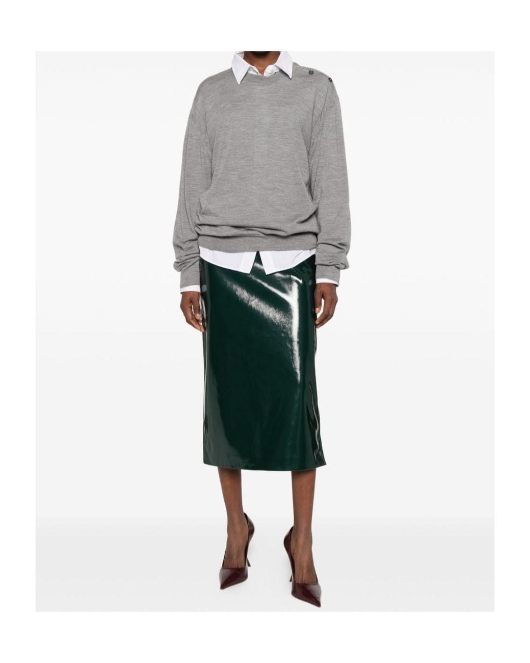 Lanvin Gray Ribbed Crew-Neck Knit Top for men