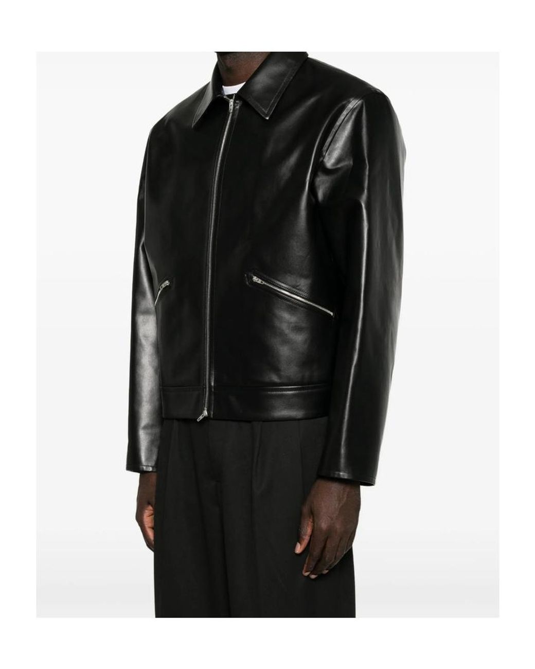 Jil Sander Black Leather Jackets for men