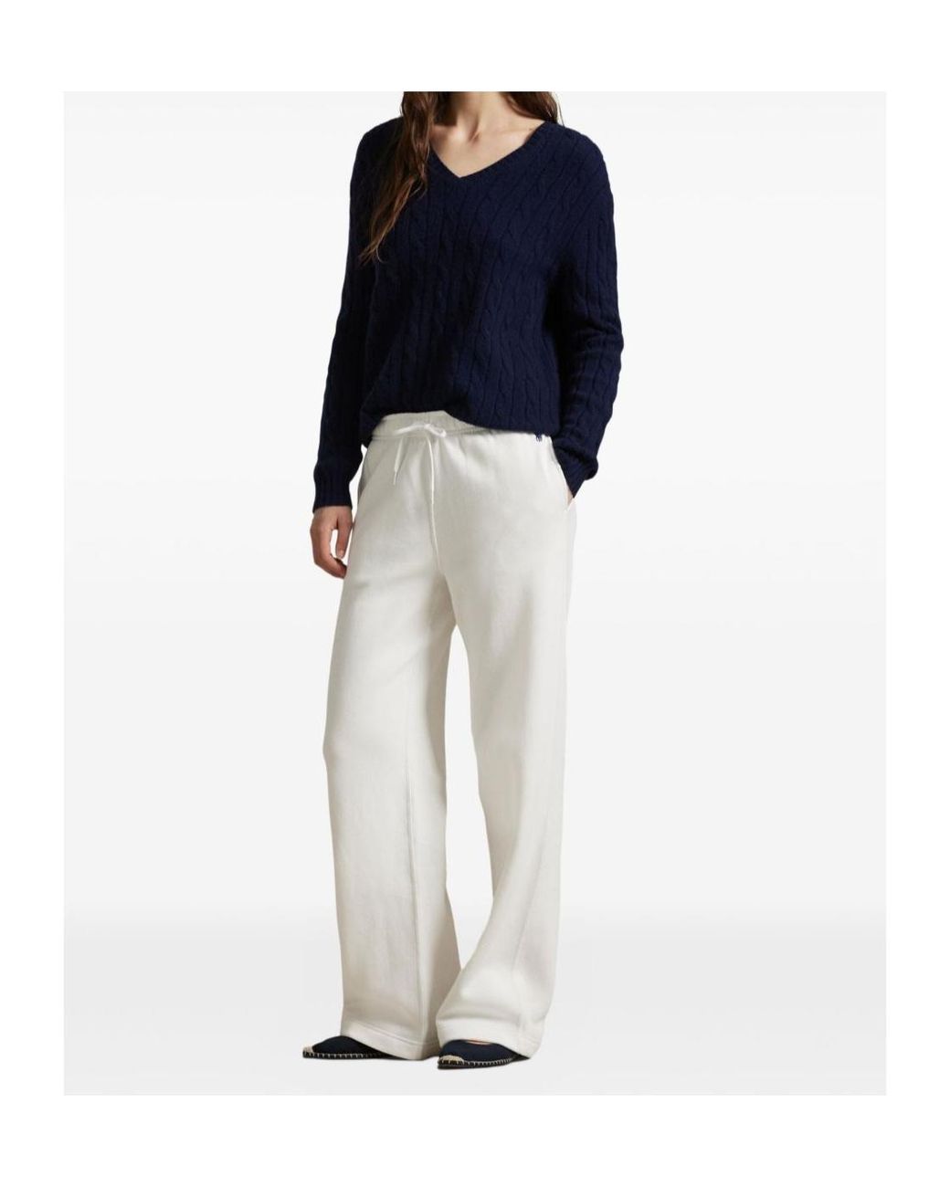 Polo Ralph Lauren White Logo Embroidered Drawstring Pants