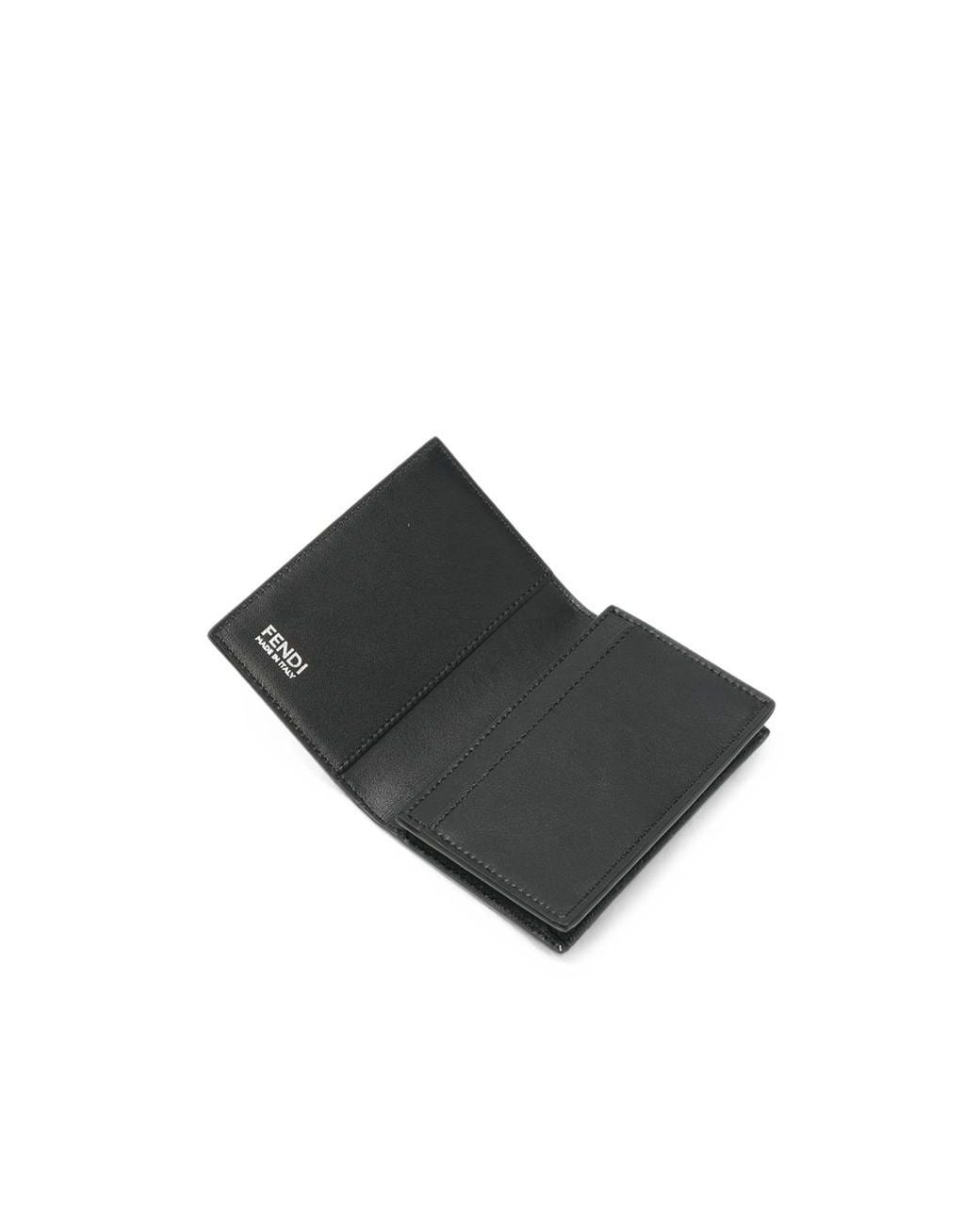 Fendi Black Full-Grain Leather Card Holder for men