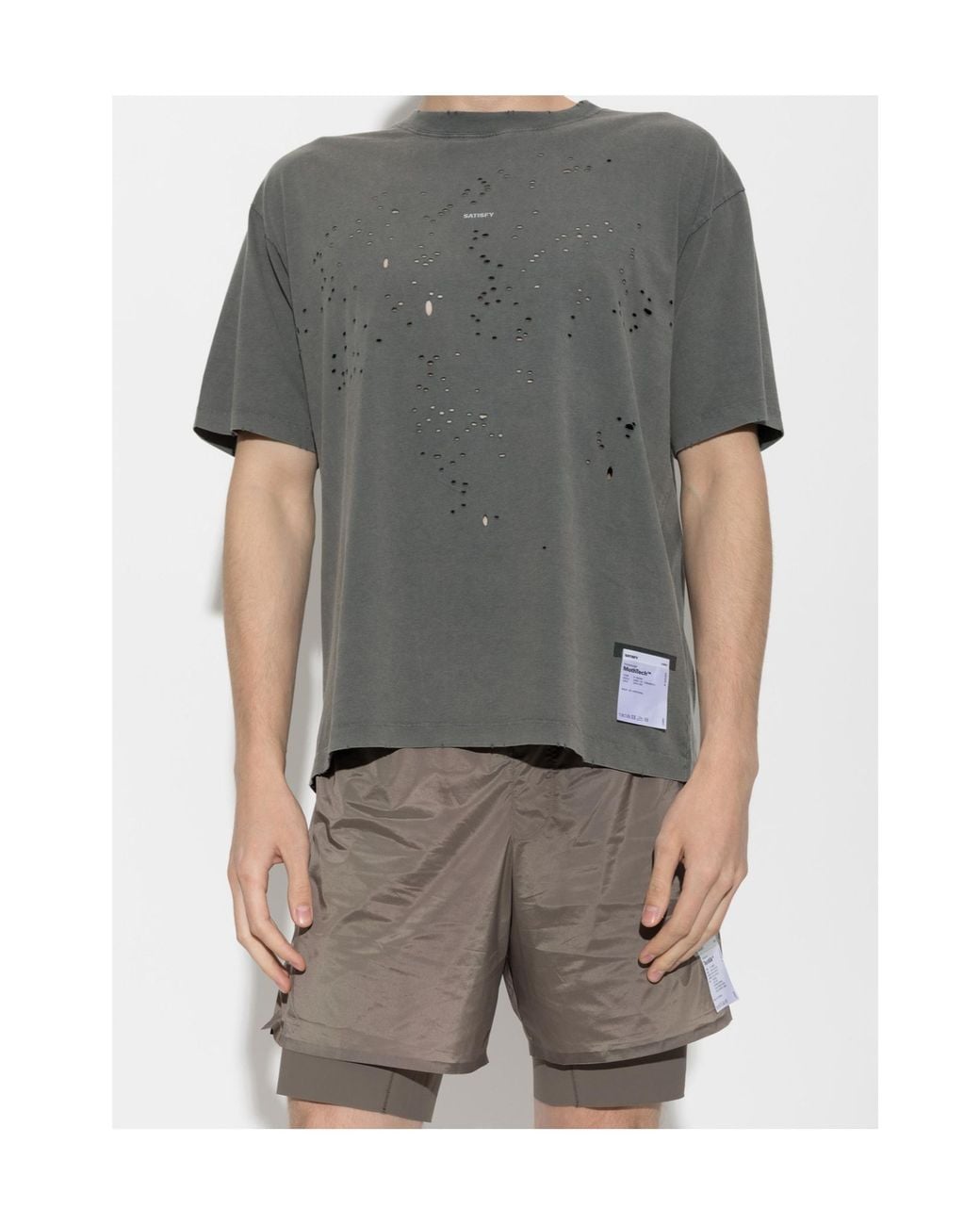 Satisfy Gray Mothtech Distressed T-Shirt for men