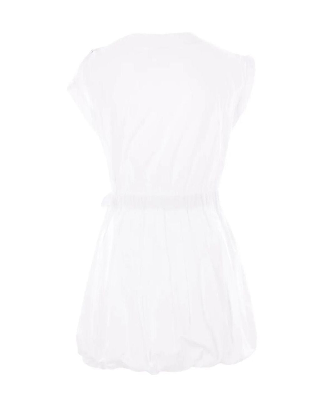 Pinko White Asymmetric Neck Ruched Short Dress