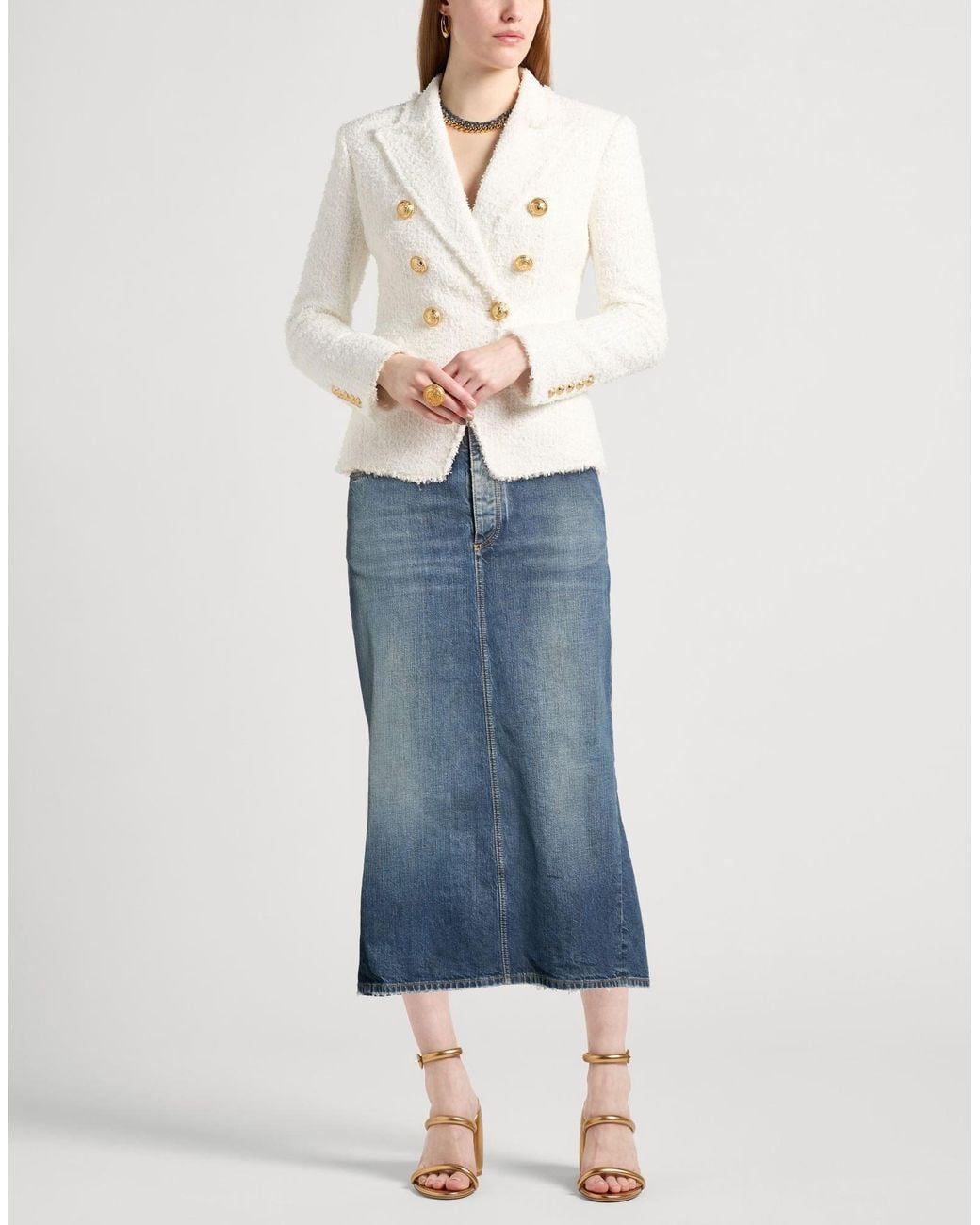 Balenciaga Blue Denim Midi Skirt