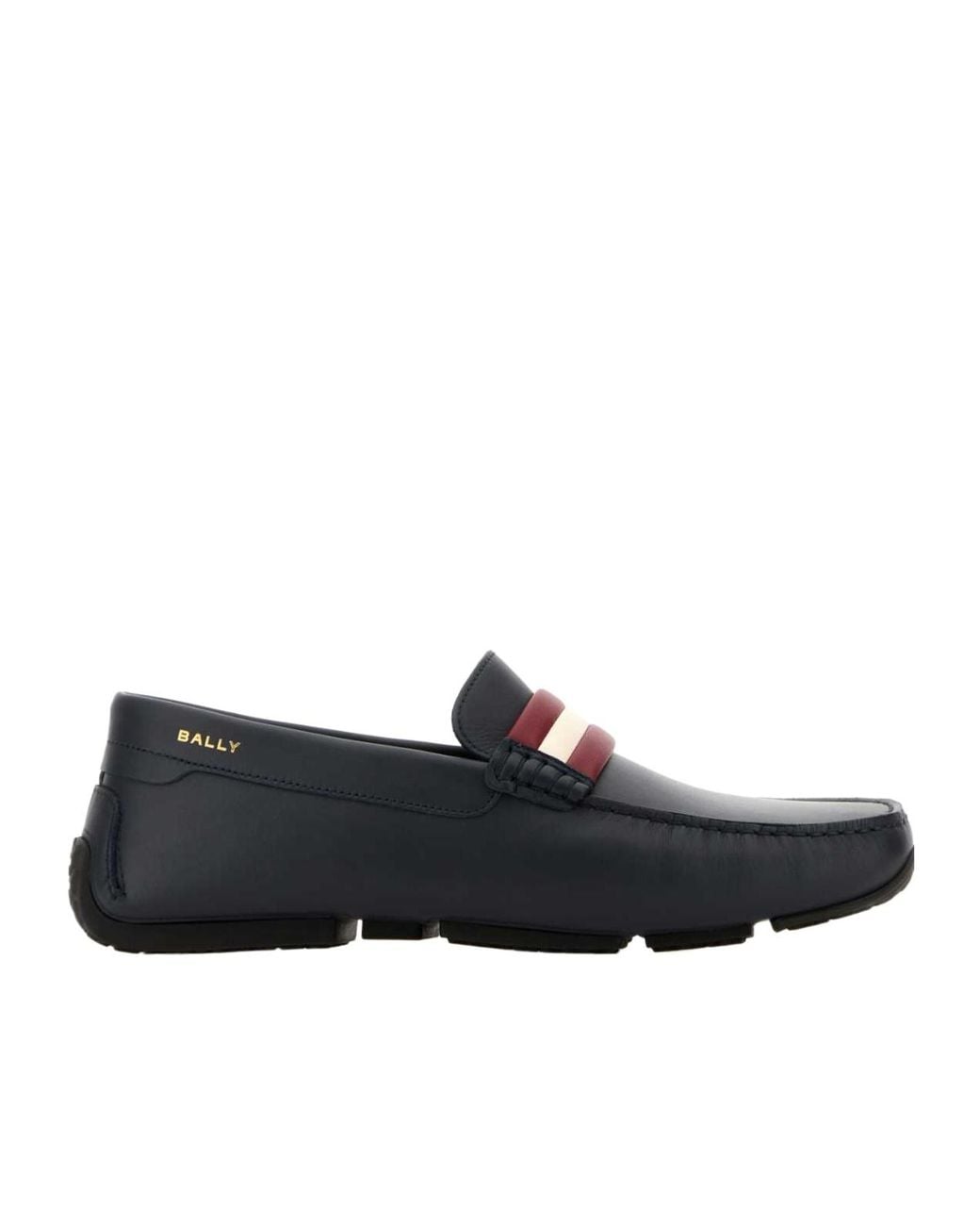 Bally Black Logo Printed Striped Slip-On Loafers for men