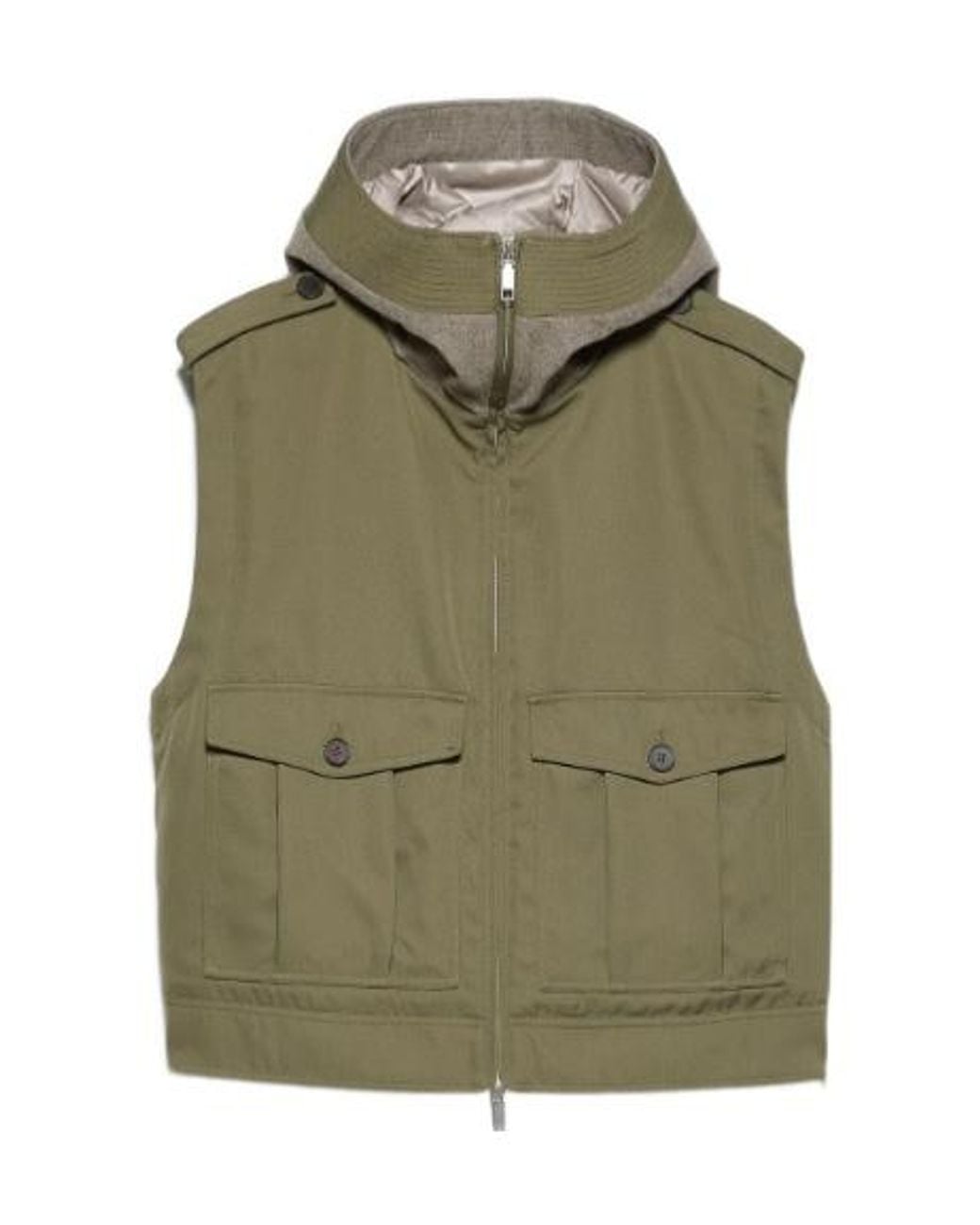 MAX&Co. Green Hooded Gabardine Gilet