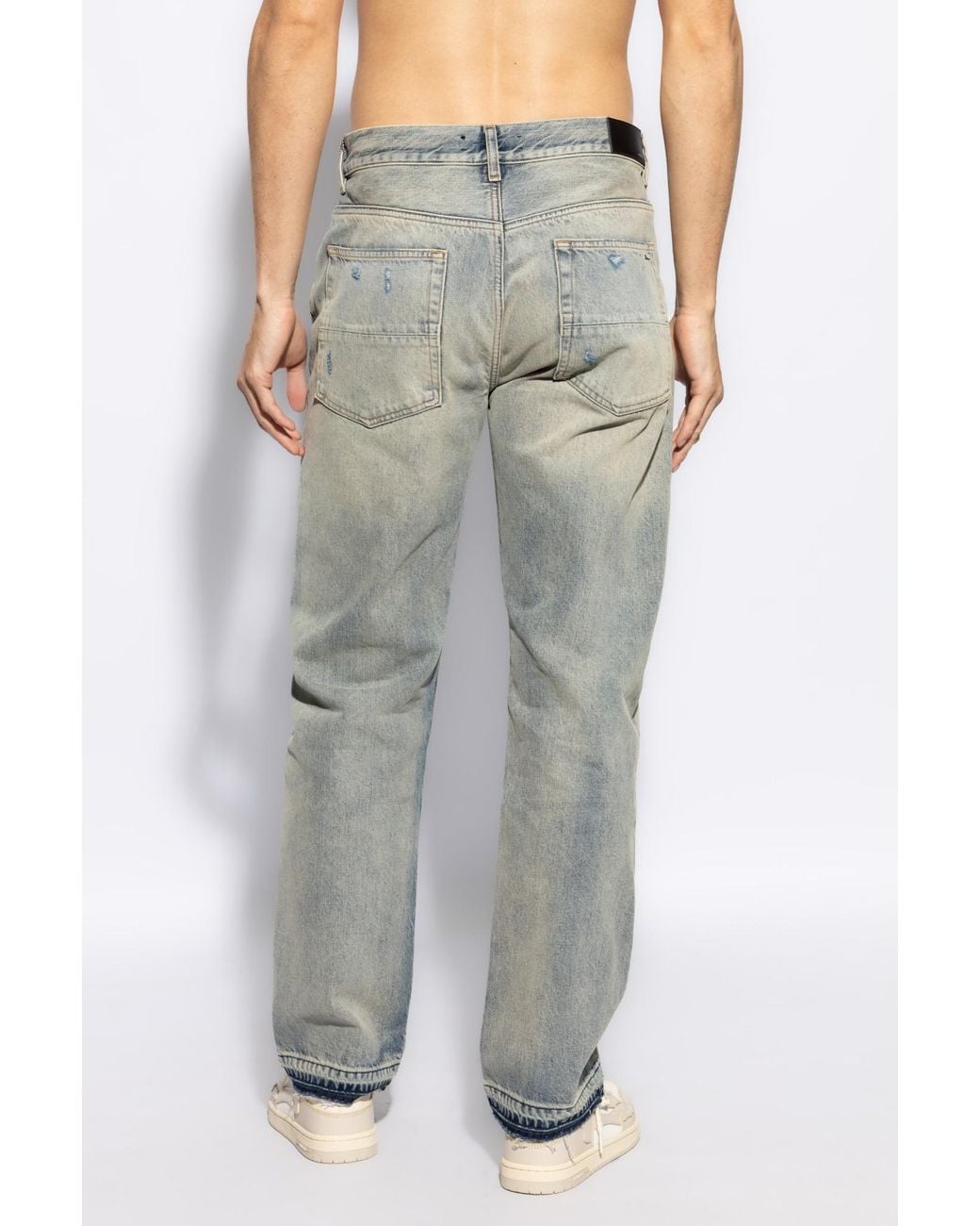 Amiri Gray Vintage Effect Distressed Straight-Leg Jeans for men