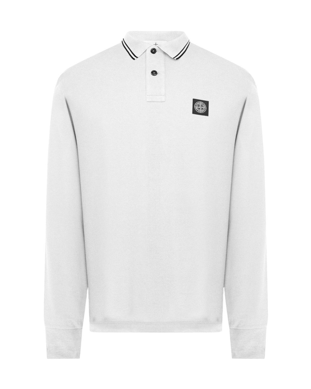 Stone Island White Logo Patch Polo Shirt for men