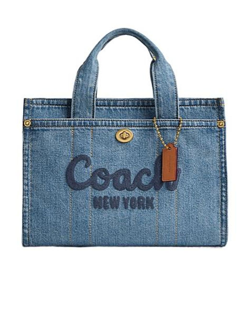 COACH Blue Cargo Logo Embroidered Tote Bag