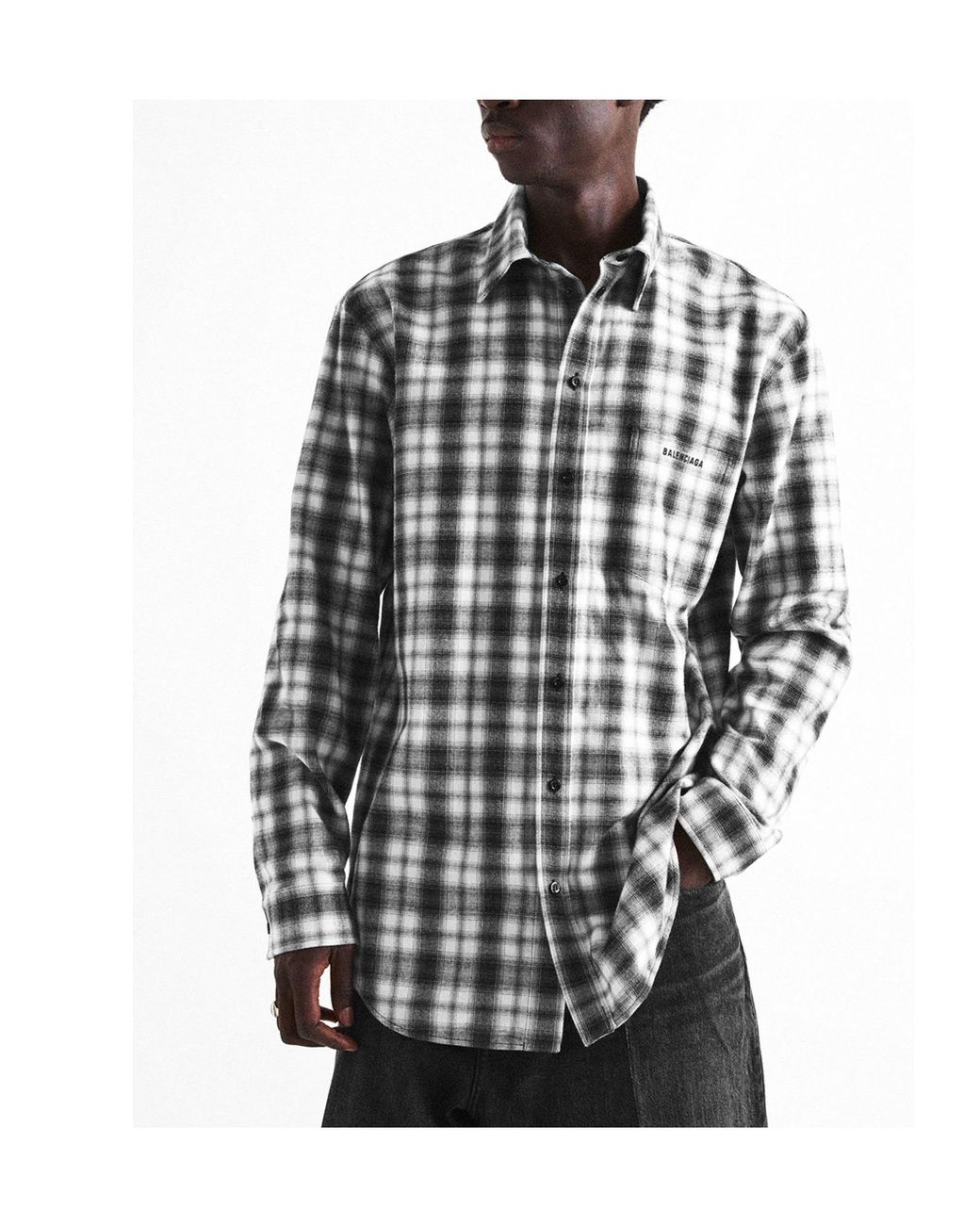 Balenciaga Blue Plaid Longsleeve Shirt for men
