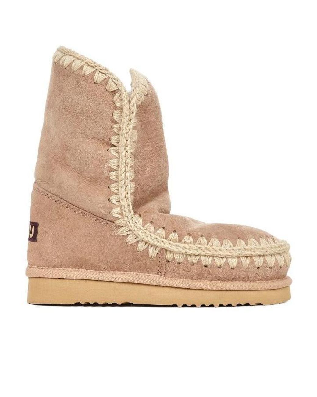 Mou Natural Eskimo 24 Stitch Detailed Boots