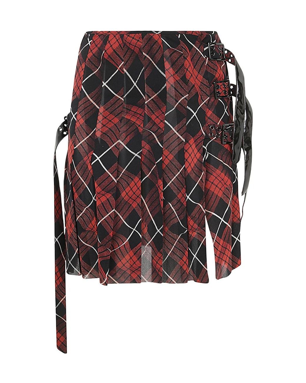 Jean Paul Gaultier Red Plaid-Check Mini Skirt