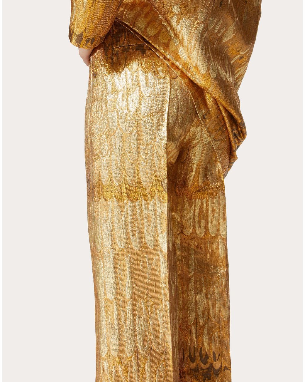 Valentino Metallic Golden Wings High Waist Trousers