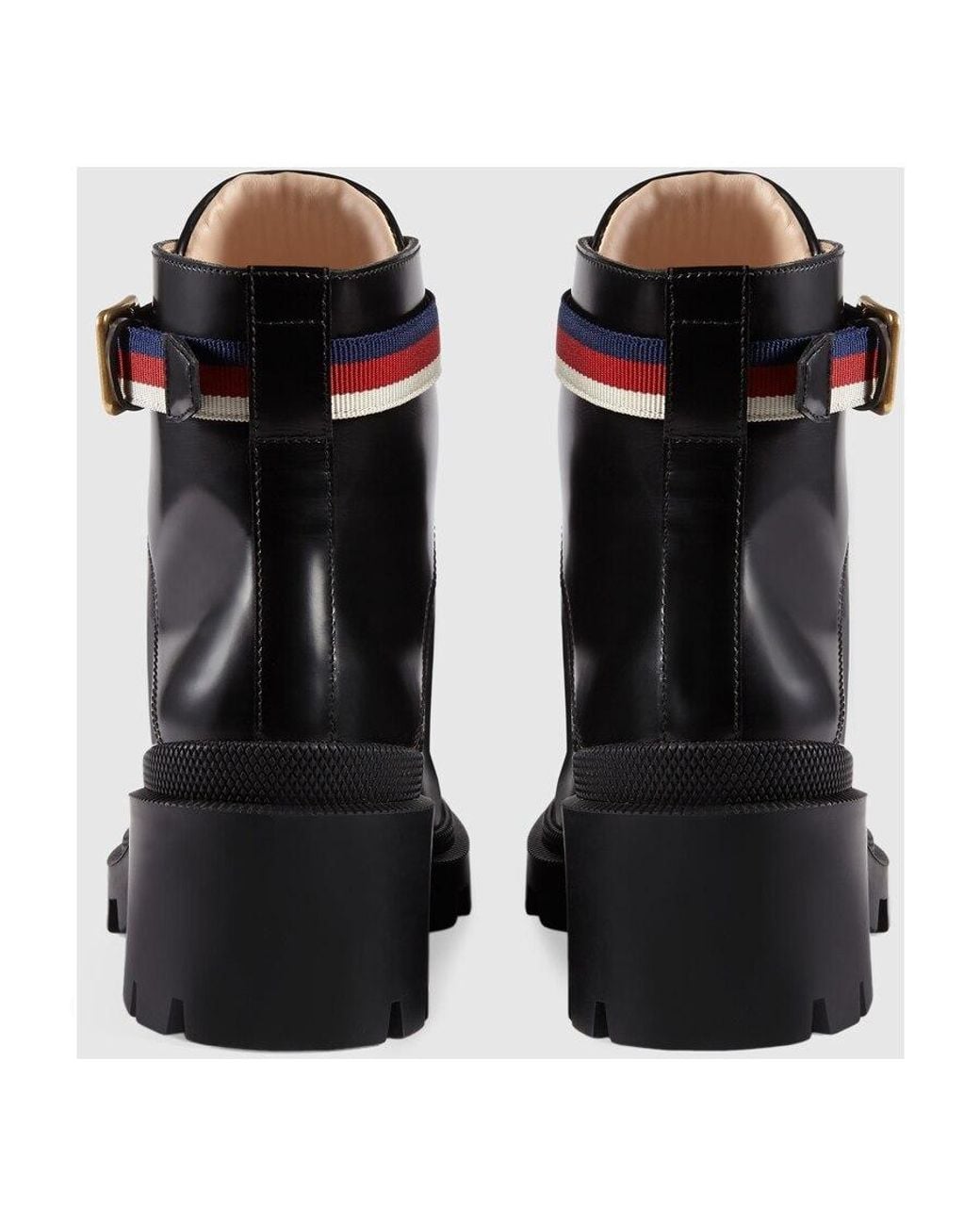 Gucci Black Leather Ankle Boot With Sylvie Web