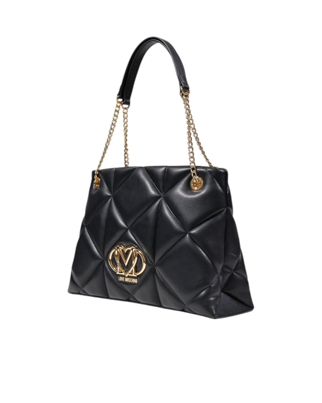 Moschino Black Geometric Quilted Pattern Shoulder Bag