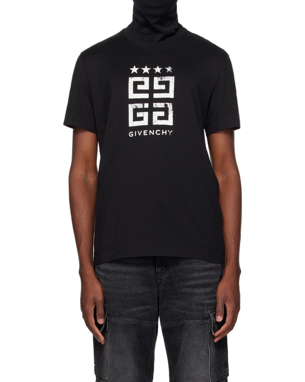 Givenchy Black Faded 4G Logo Printed Slim Fit T-Shirt for men