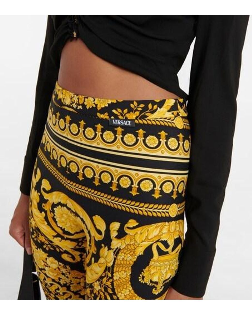 Versace Metallic Barocco Mid-Rise Leggings