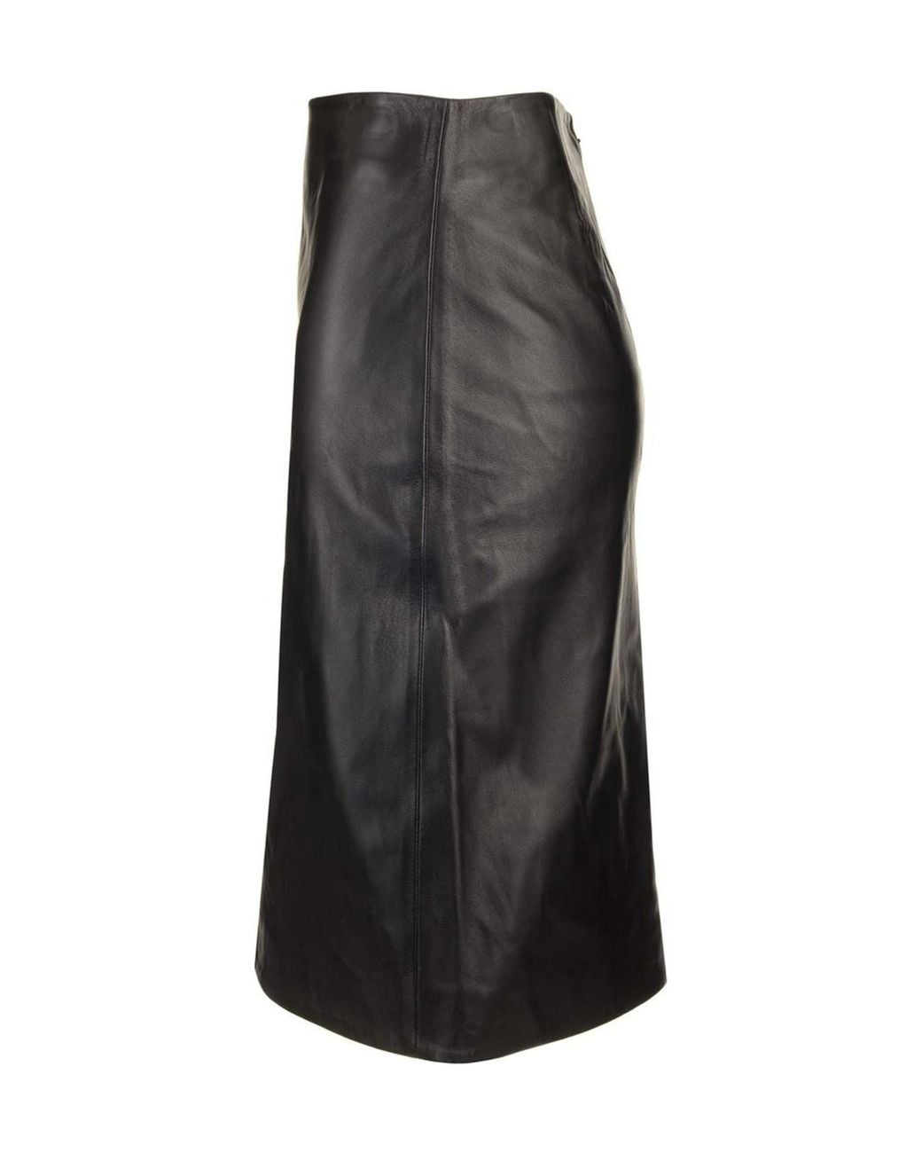 Loulou de Saison Black Loulou De Saison Ekare Front Slit Leather Skirt